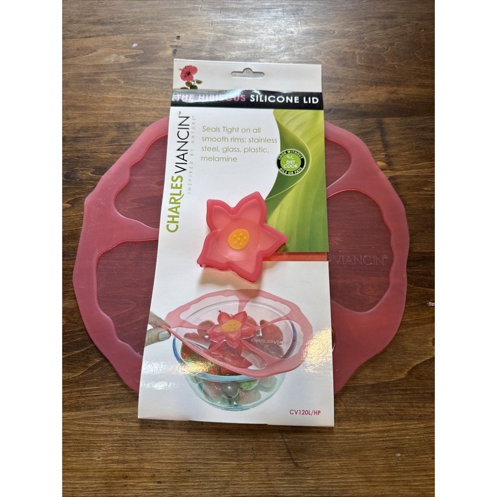 Charles Viancin Hibiscus Silicone Baking & Storage Suction Lid Large 11" NEW